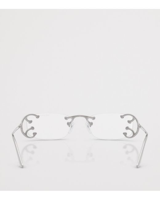 Prada White Metal Rectangular Sunglasses