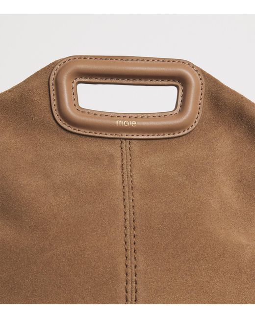 Maje Brown Mini Suede Miss M Shoulder Bag