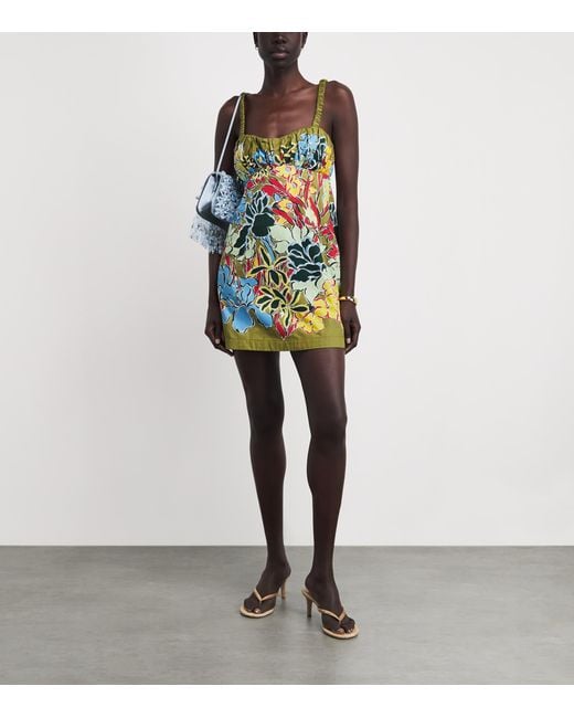 ALÉMAIS Green Cotton Floral Solstice Mini Dress