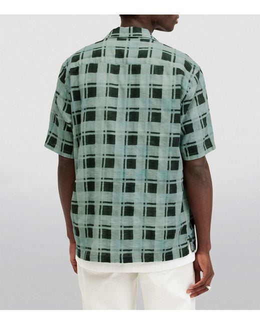 AllSaints Green Cotton Check Big Sur Shirt for men