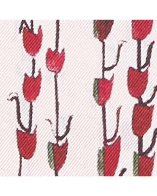 Altuzarra Red Silk Bluebell Print Scarf