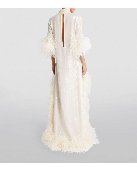 ‎Taller Marmo White Embellished Gina Extravaganza Maxi Dress