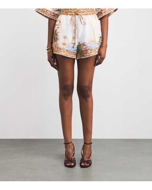 Zimmermann Natural Linen Printed Mahon Shorts
