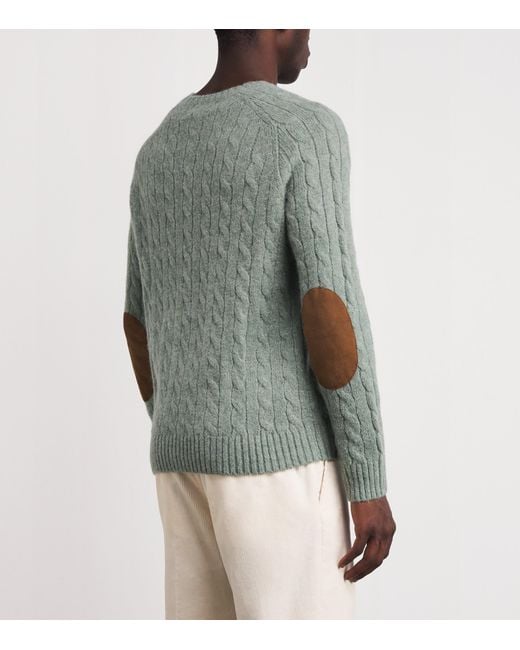 Polo Ralph Lauren Green Wool-Blend Elbow-Patch Sweater for men
