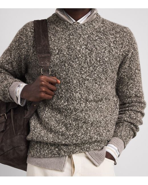 FIORONI CASHMERE Gray Cashmere Bouclé Crew-Neck Sweater for men