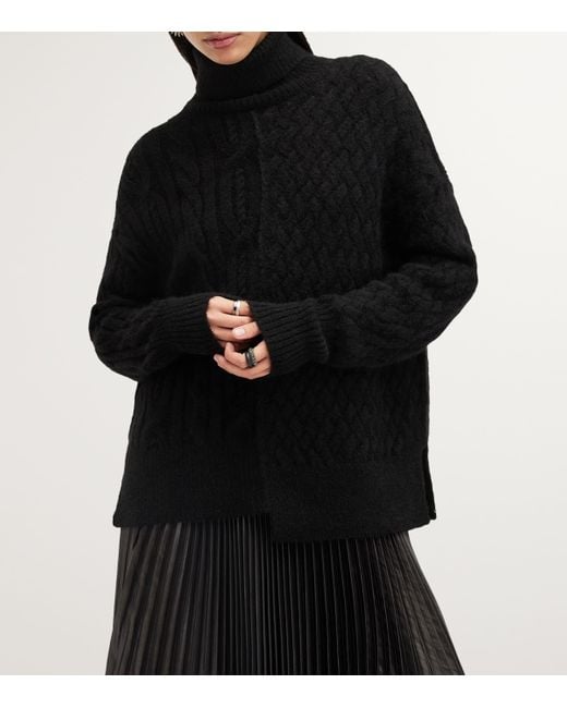 AllSaints Black Varla Asymmetric Sweater