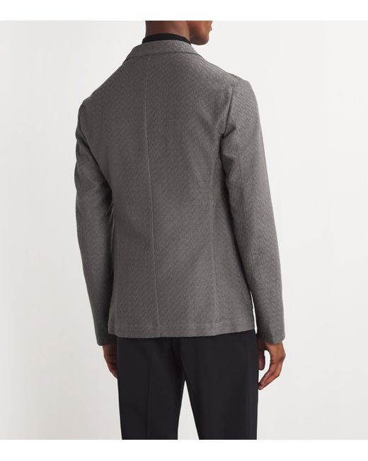 Emporio Armani Gray Textured Single-Breasted Blazer for men