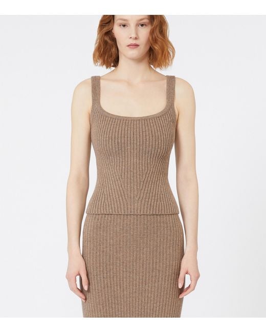 Max Mara Brown Wool-Blend Tank Top