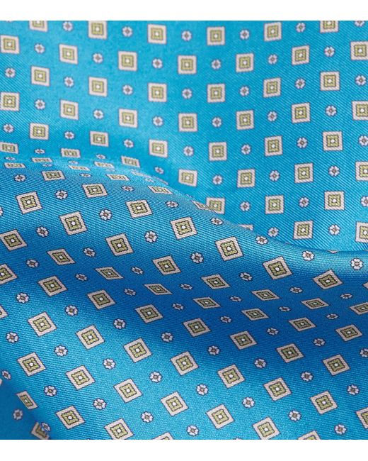 Eton of Sweden Blue Silk Floral Pocket Square for men