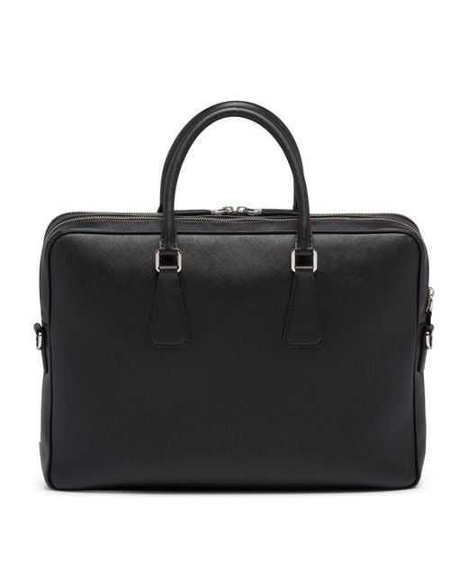 Prada Black Saffiano Leather Briefcase for men