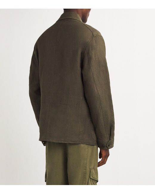 Polo Ralph Lauren Green Linen Herringbone Utility Jacket for men