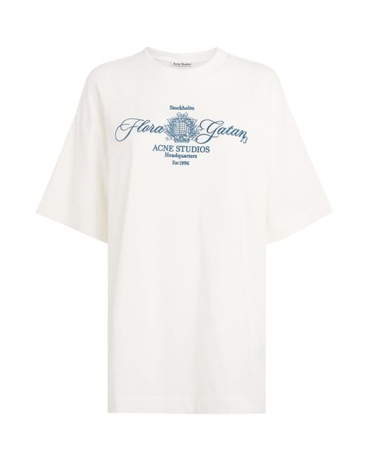 Acne White Cotton Logo T-Shirt