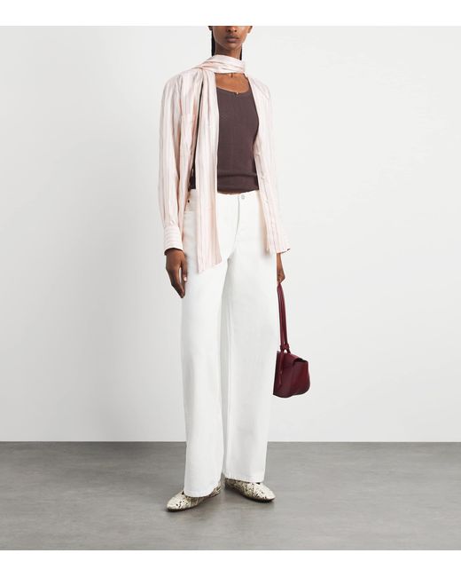 Sandro Brown Pointelle Bow-Detail Tank Top