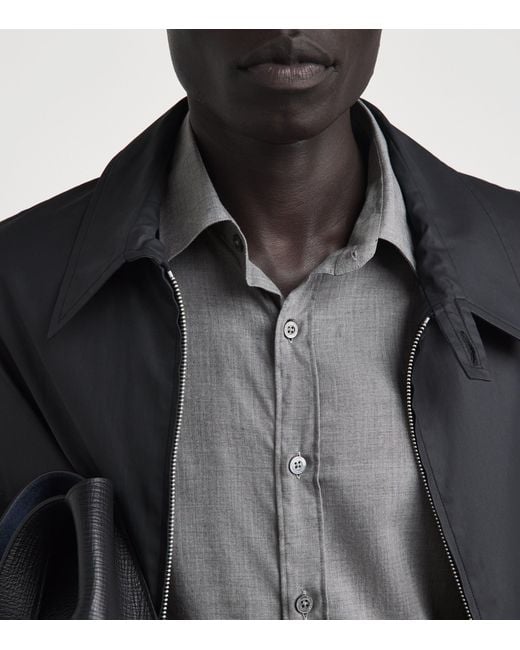 Canali Gray Cotton Herringbone Shirt for men