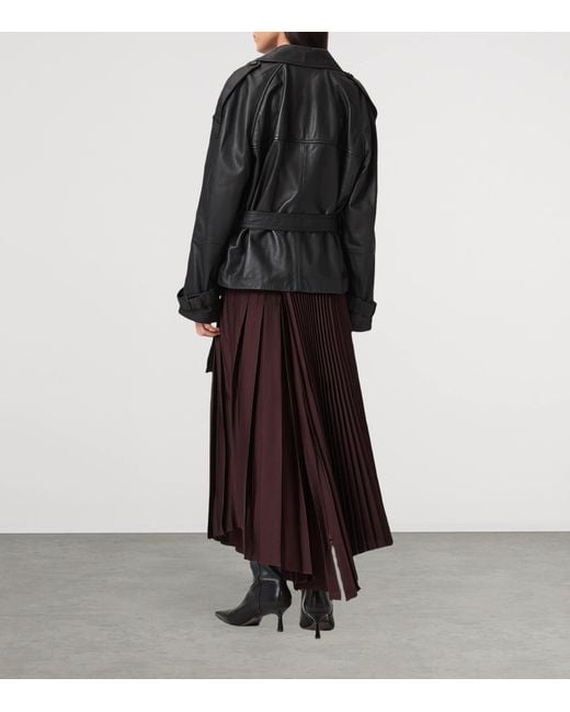 AllSaints Brown Pleated Jax Skirt