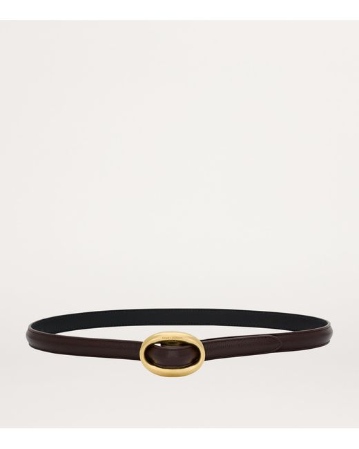 Saint Laurent White Leather Oval Belt