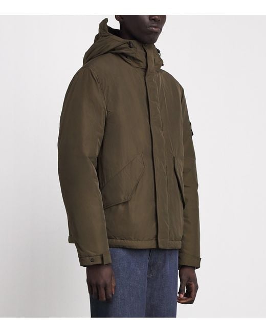 Stone Island Green Down Micro Twill Short Parka for men