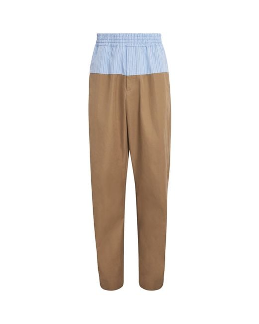 Dries Van Noten Natural Cotton Panelled Trousers for men
