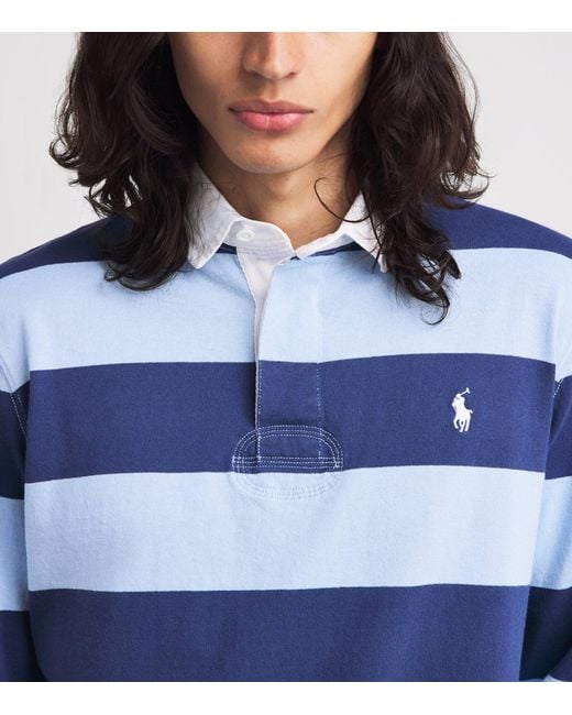 Polo Ralph Lauren Blue Cotton Stripe Rugby Shirt for men