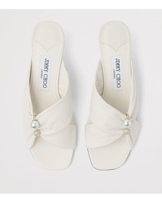 Jimmy Choo White Rafi 45 Leather Heeled Mules