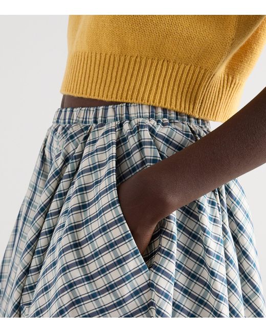 Prada Gray Chambray Check Midi Skirt