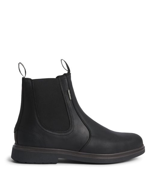 Barbour Black Leather Hale Chelsea Boots for men