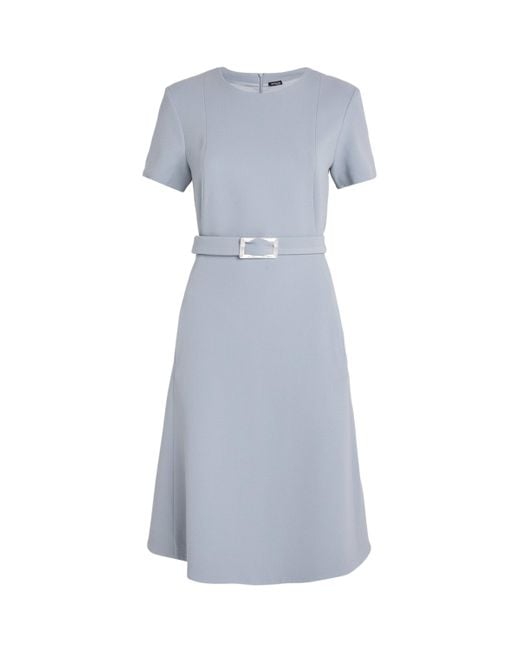 Kiton Blue Stretch-Virgin Wool Midi Shift Dress