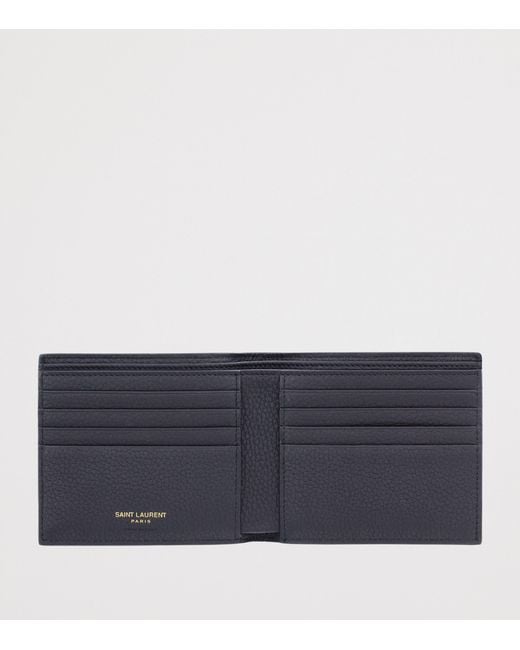 Saint Laurent Blue Leather Cassandre Bifold Wallet for men