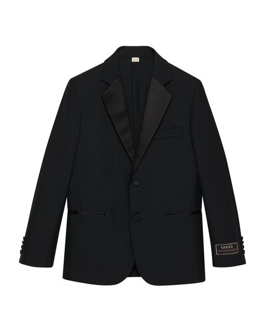 Gucci Black Wool Velvet-lapels Blazer for men