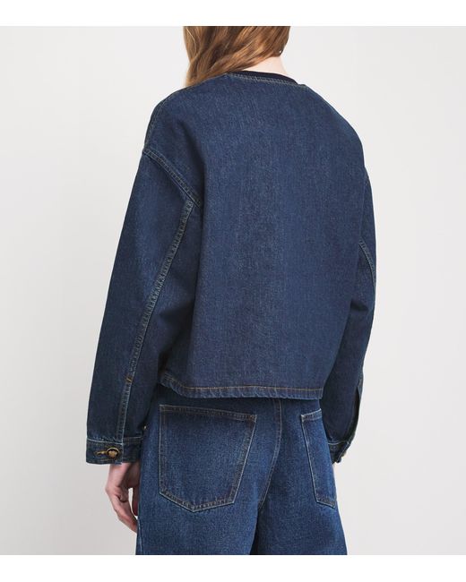 Sandro Blue Crest-Button Denim Jacket