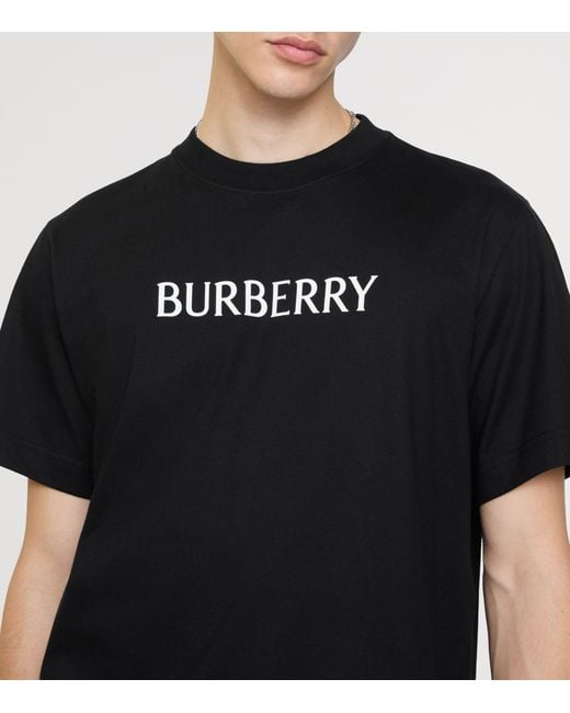 Burberry Black Cotton Logo Slim T-Shirt for men