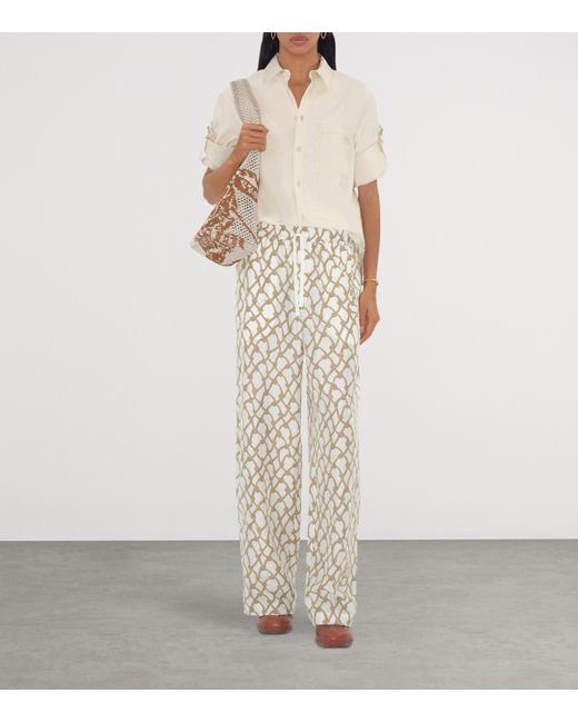 Burberry Natural Silk Knot Print Trousers