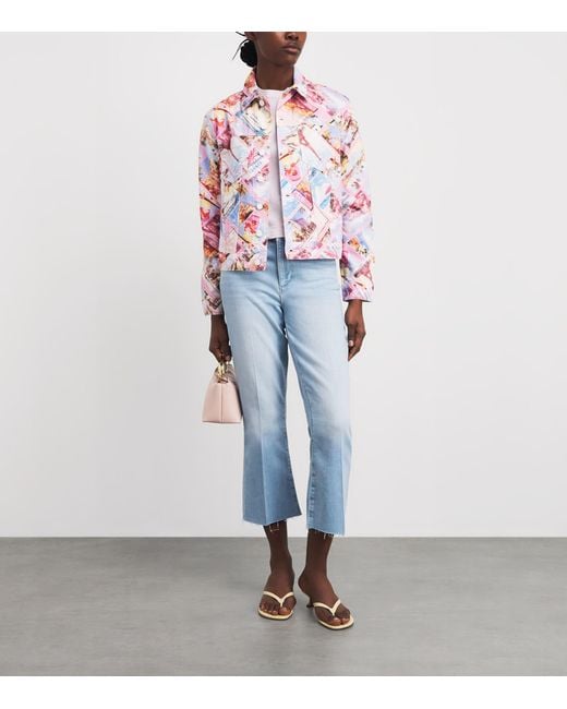 L'Agence Pink Organic Cotton Stormy Cropped T-Shirt
