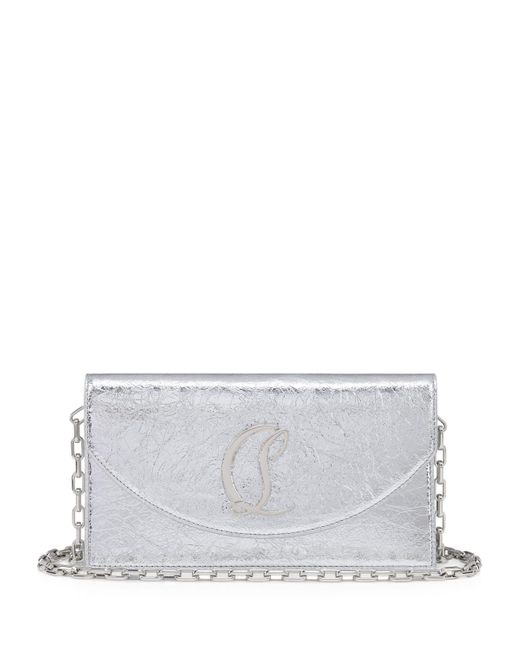 Christian Louboutin Gray Loubi54 Metallic Leather Clutch Bag
