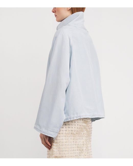 Sandro Blue Embroidered Funnel-Neck Jacket