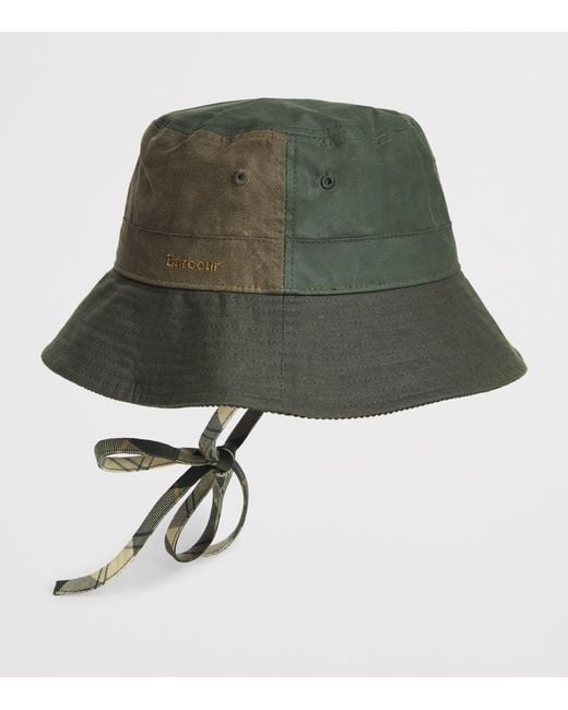 Barbour Green Waxed Cotton Brackley Bucket Hat for men