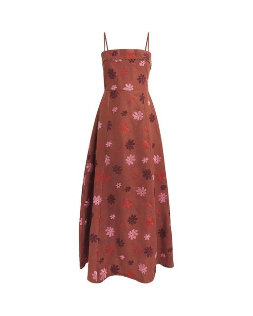 Lug Von Siga Red Linen Sara Midi Dress