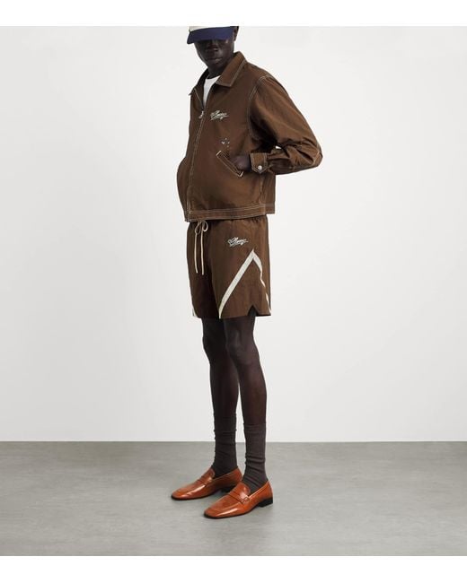 CHERRY LA Brown Embroidered Running Jacket for men