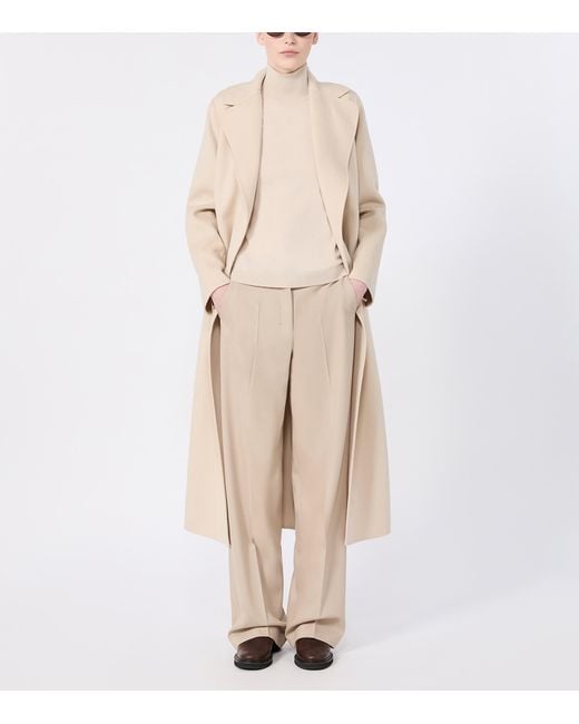 Max Mara Natural Virgin Wool Wrap Coat