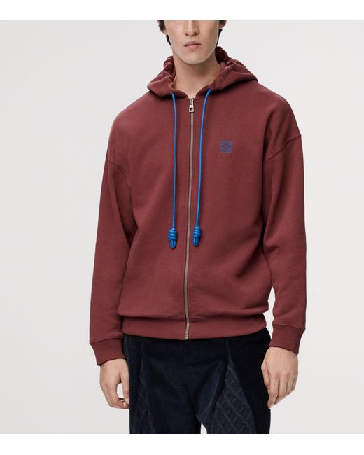 Loewe Red Cotton-Blend Anagram Hoodie for men