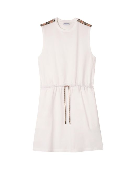 Burberry White Cotton Jersey Sleeveless Mini Dress