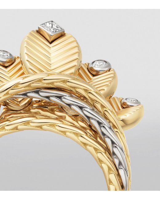 Cartier Metallic And Diamond Grain De Café Ring