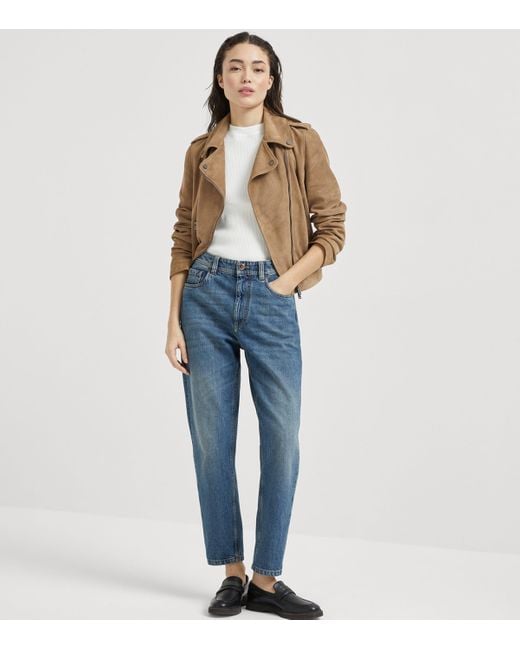 Brunello Cucinelli Blue Baggy Tapered Jeans