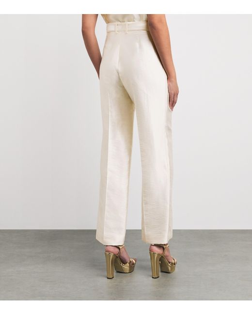 Sandro White Satin Tailored Trousers