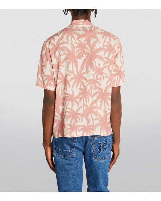 Palm Angels Pink Palm Print Shirt for men
