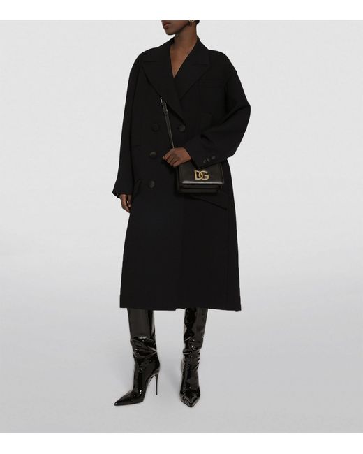Dolce & Gabbana Black Wool-blend Double-breasted Coat
