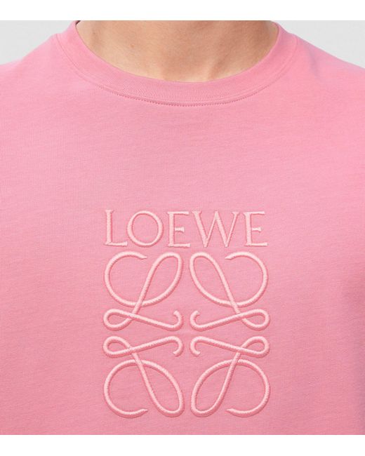 Loewe Pink Embroidered Logo T-shirt for men