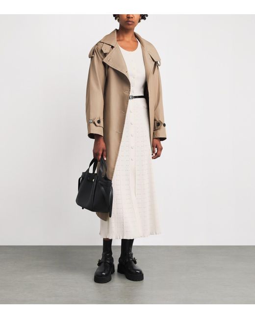 Sandro White Pointelle-Knit Midi Skirt