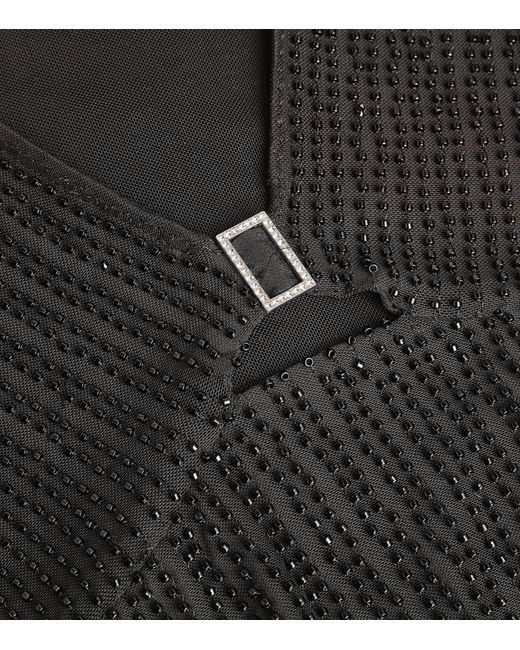 Self-Portrait Black Diamanté-mesh Midi Dress