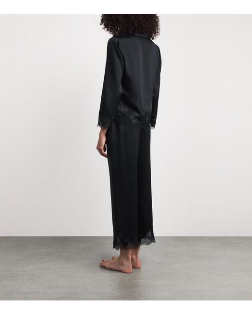 Manitu Black Silk Lace-Trim Luella Pyjama Set